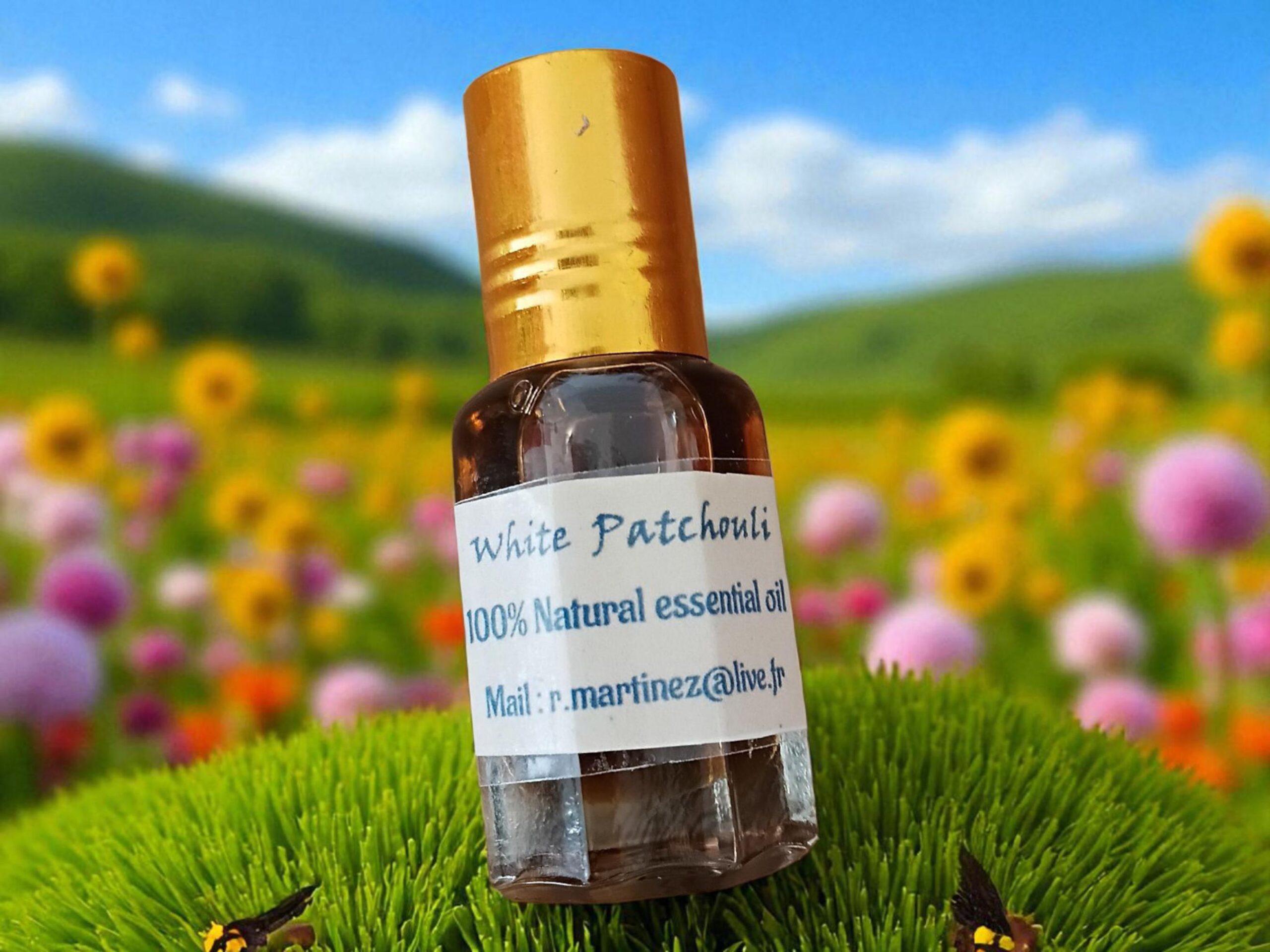 Huile de parfum de patchouli blanc 100% naturelle du Rajasthan